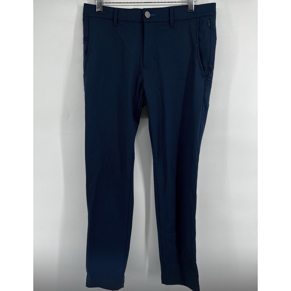Twillory Performance Pants Mens 30x30 Blue Houndstooth‎ Tailored Fit Tech Golf